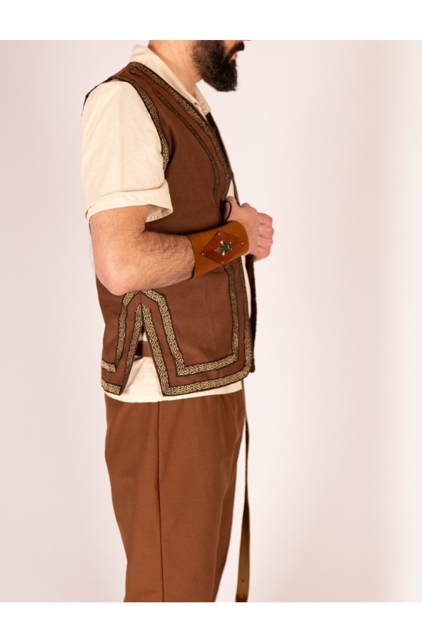 Medieval Brown Vest with Trim –...