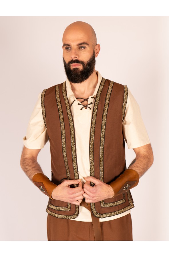Medieval Brown Vest with Trim –...