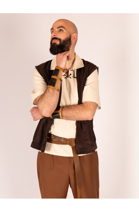 Medieval brown and black leather bracers