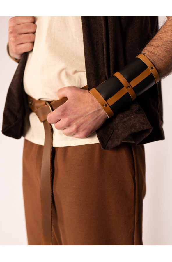 Medieval brown and black leather bracers