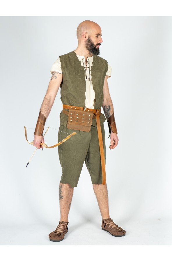 Pantalón medieval en antelina verde...