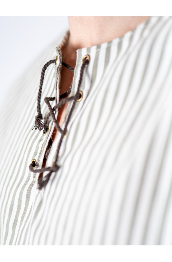 Camisa medieval de algodón a rayas –...