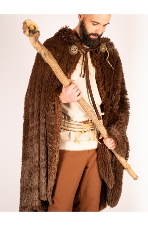 Vegan fur cloak with brooch...