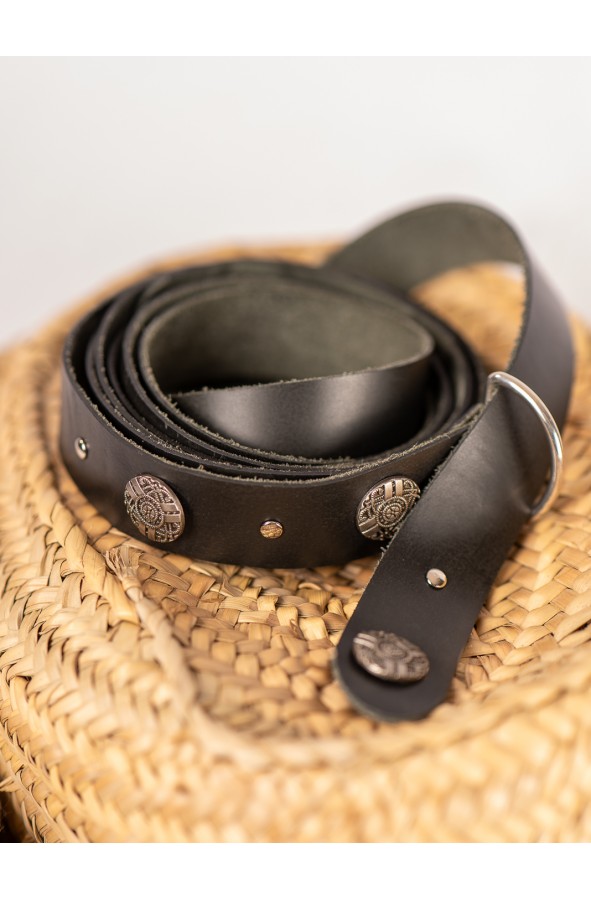 Double-Wrap Black Leather Belt –...