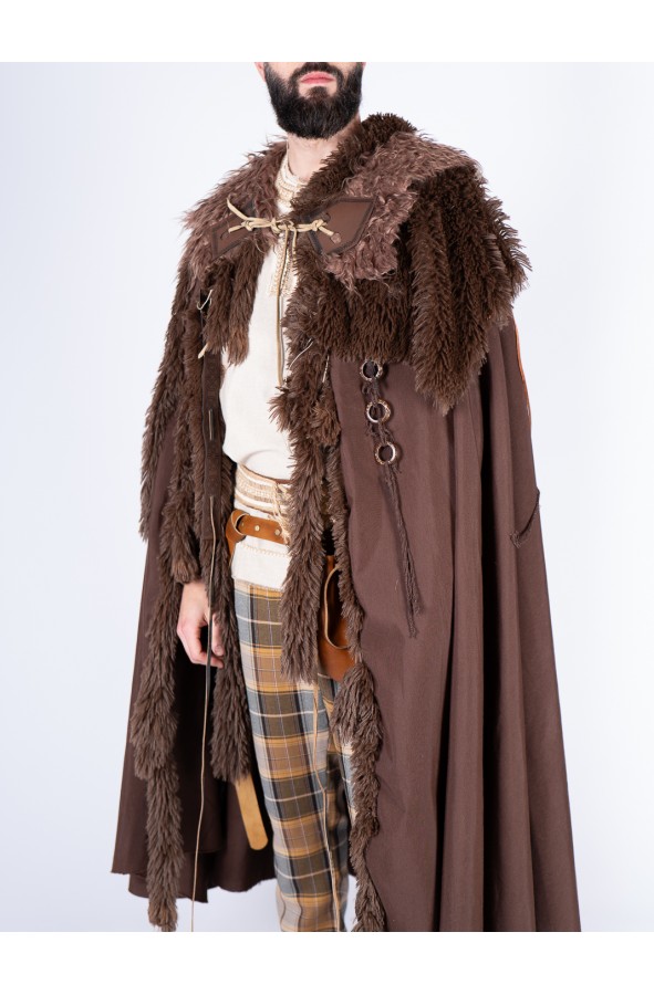 Celtic-Viking Cloak with Vegan Fur...