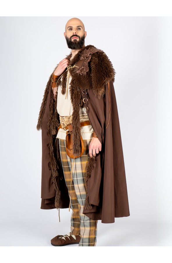 Celtic-Viking Cloak with Vegan Fur...