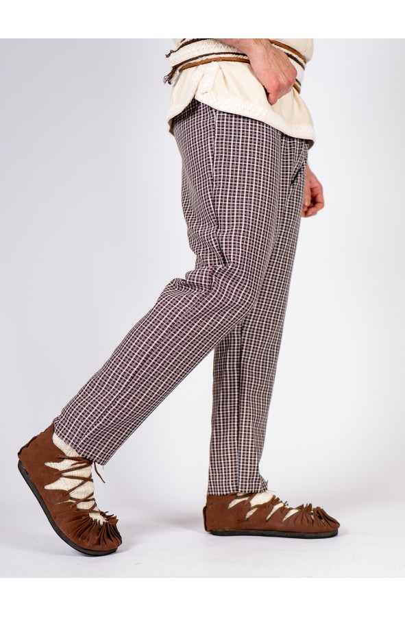 Pantalón de cuadros en castaño oscuro...