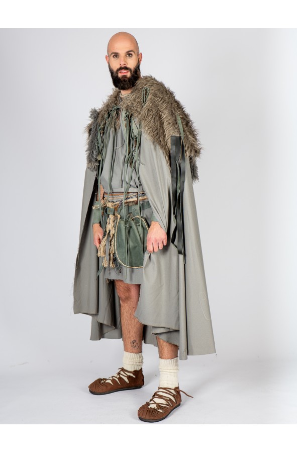 Celtic-Viking Cloak with Vegan Fur...