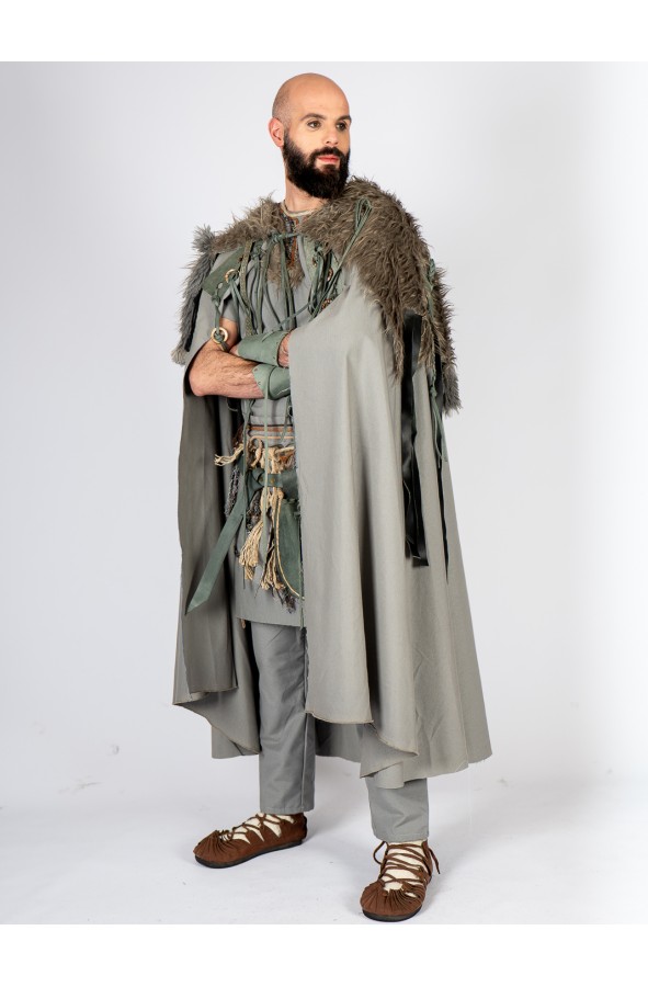 Celtic-Viking Cloak with Vegan Fur...