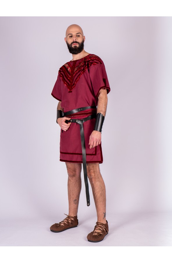 Medieval black leather bracers with...