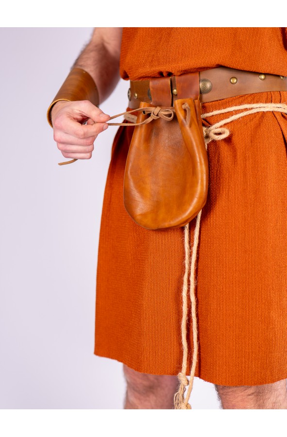 Roman Leather Pouch with Drawstring...