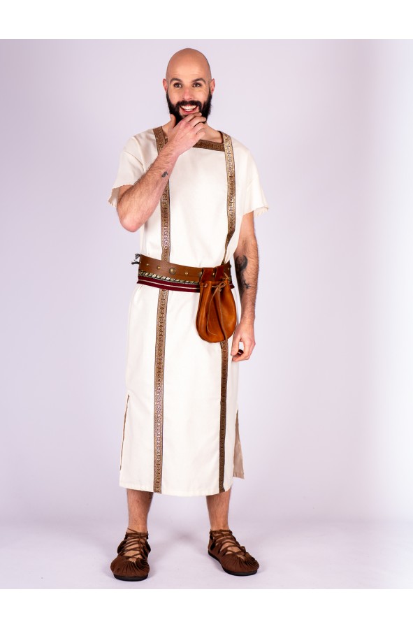 Túnica romana en blanco natural con...
