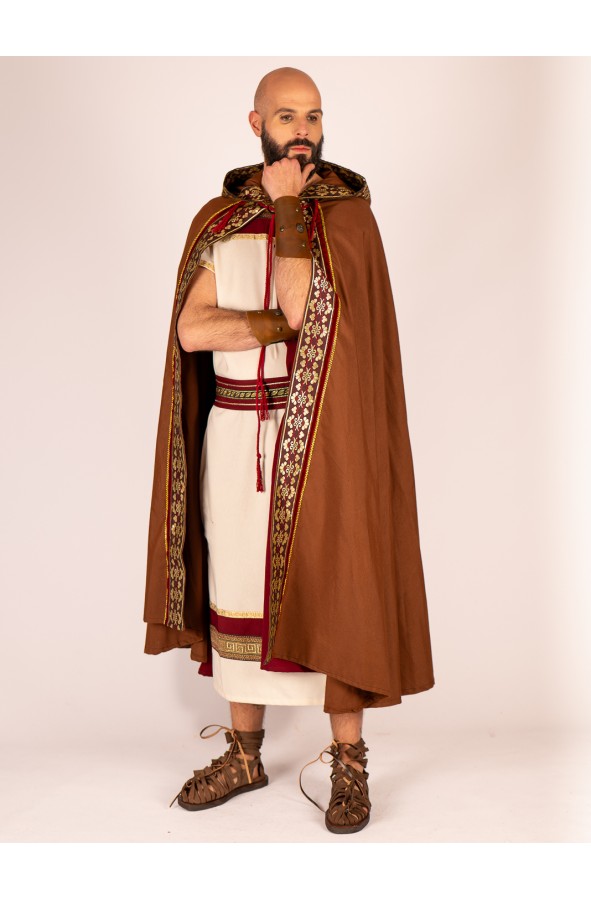 Roman cloak in cotton with hood and...