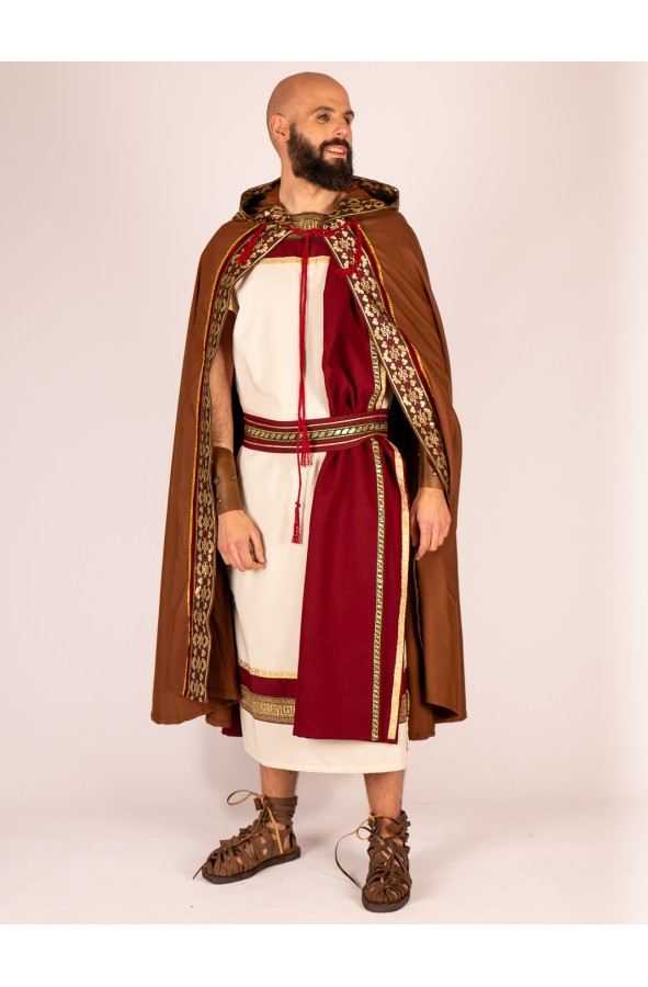 Capa romana de algodón con capucha y...