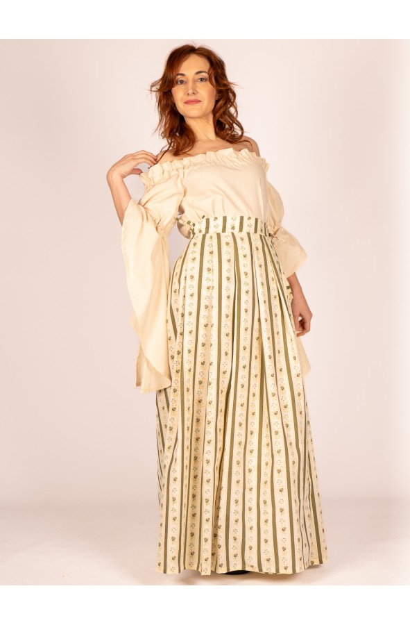 Medieval Cotton Skirt with Stripes...