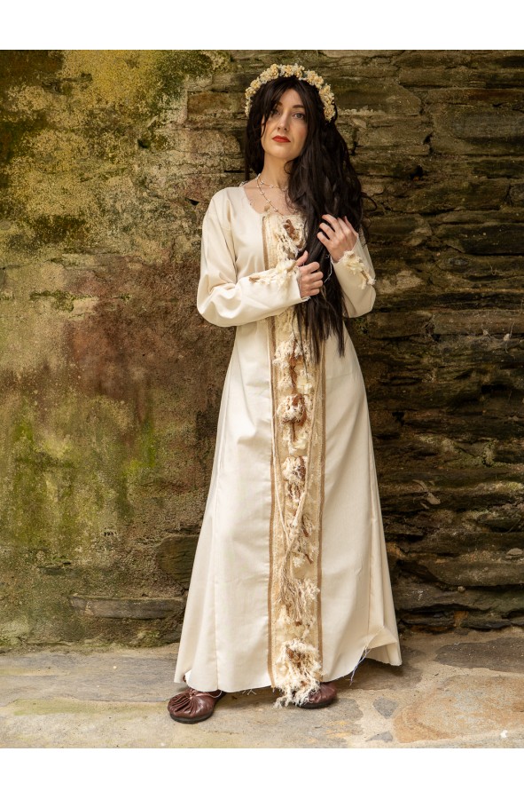 Celtic cream cotton dress with...