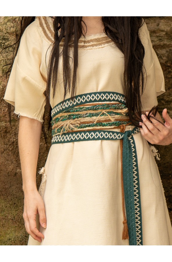 Vestido celta de algodón crema con...