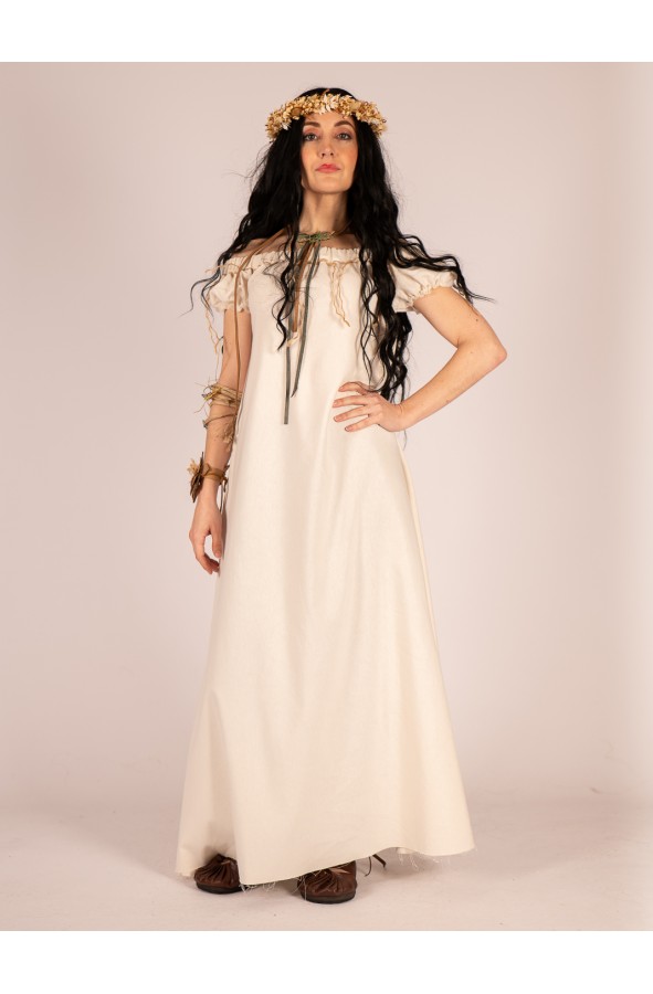 Vestido medieval crudo con cuerdas en...