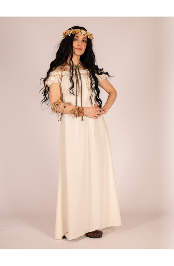 Medieval dress in cream with cords on...