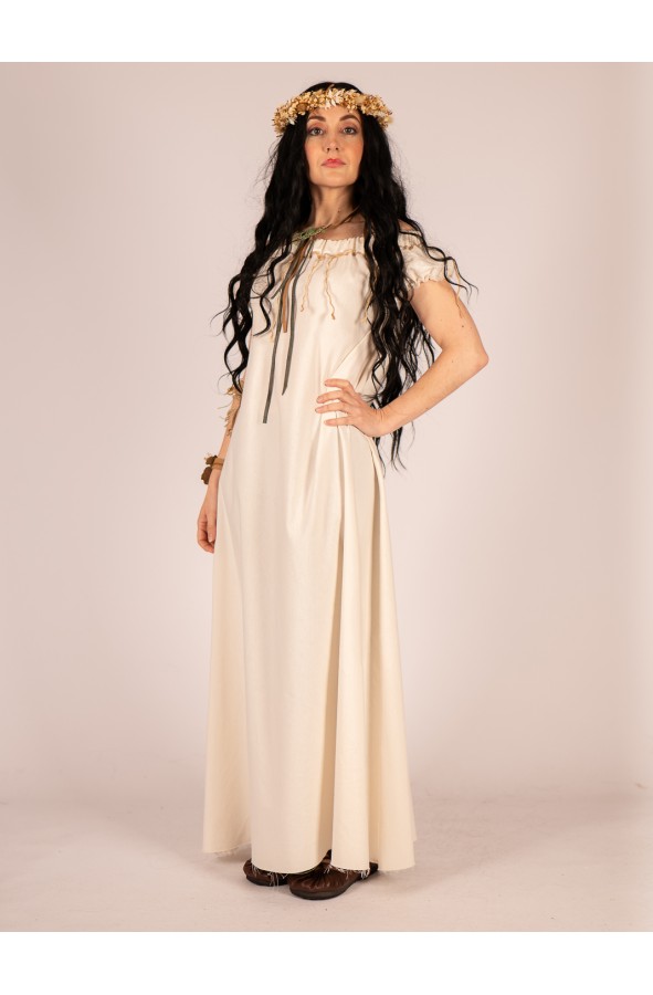 Medieval dress in cream with cords on...