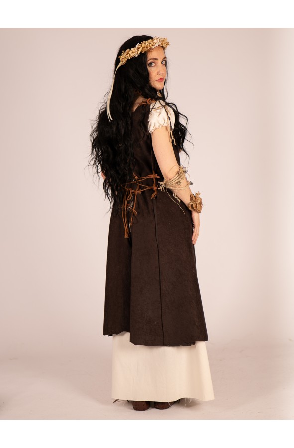 Medieval dress in cream with cords on...