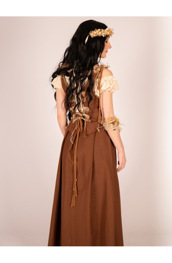 Falda medieval tablas marrón tierra...