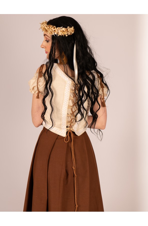 Corsé crudo con cintas rústicas y...