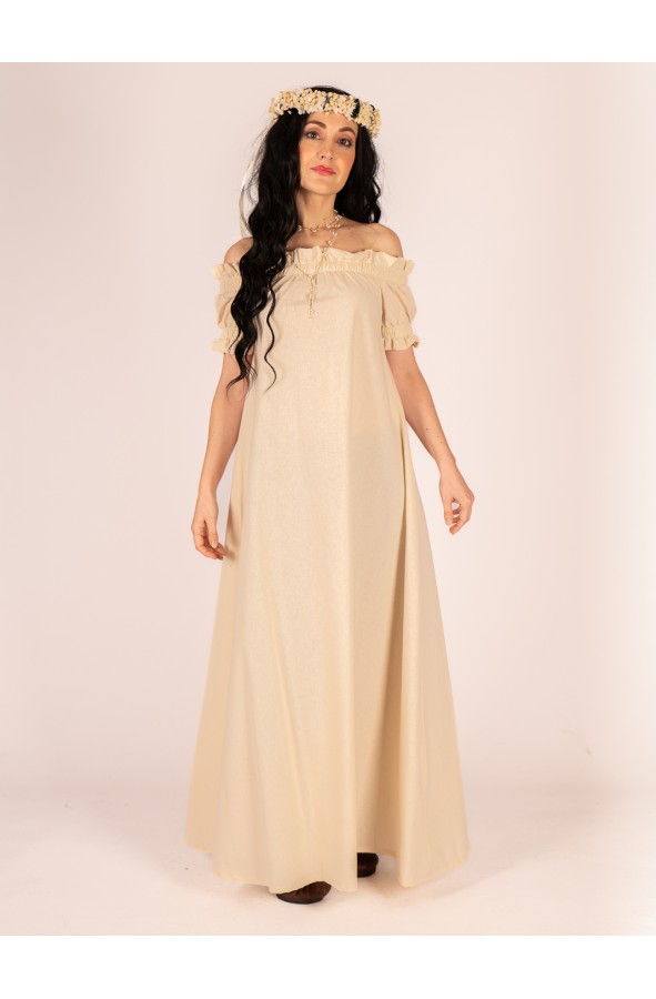 Ivory medieval dress with elastic...
