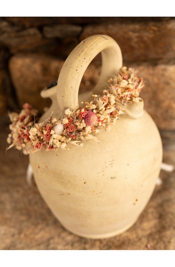 Dried flower crown in cream and pink...