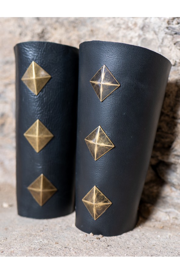 Roman leather greaves with golden studs