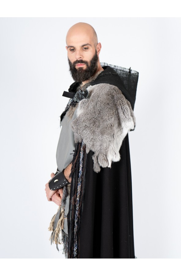 Celtic and Viking Black Cloak with...