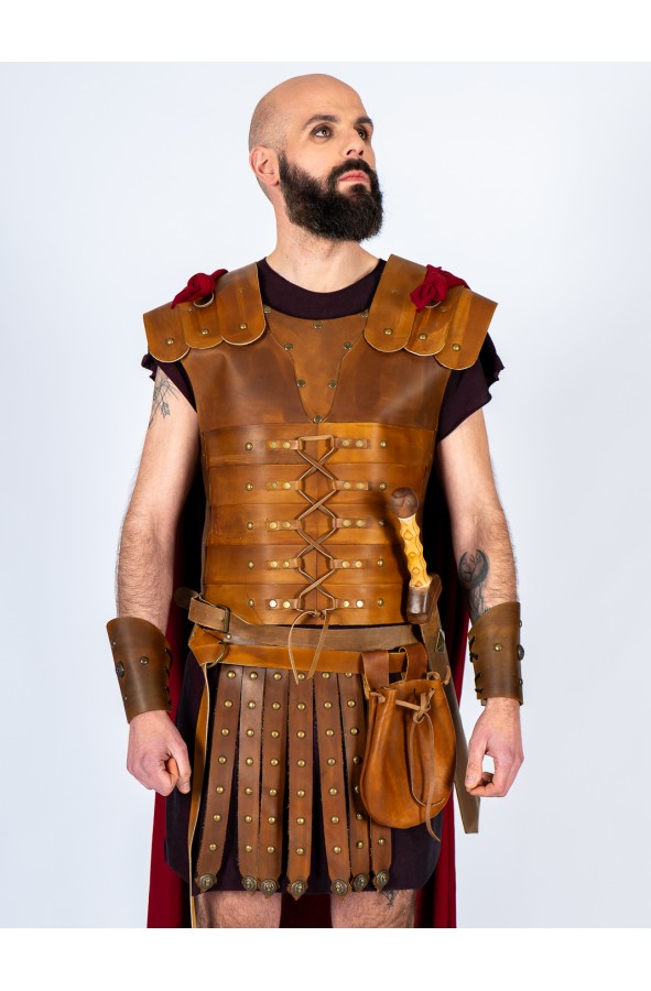 Lorica segmentata Romana piel marrón...