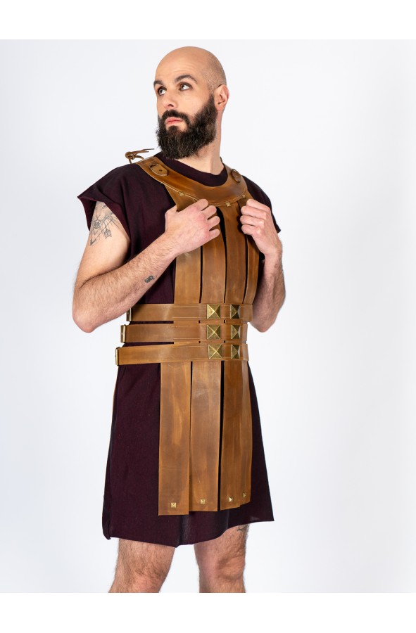 Roman armour in brown leather with...