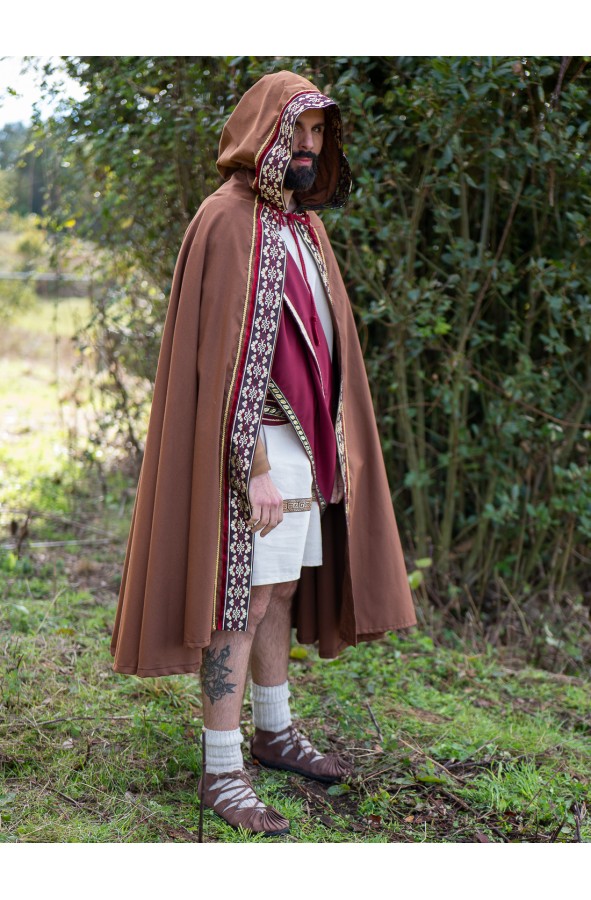 Roman cloak in cotton with hood and...