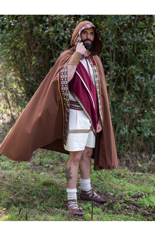 Roman cloak in cotton with hood and...