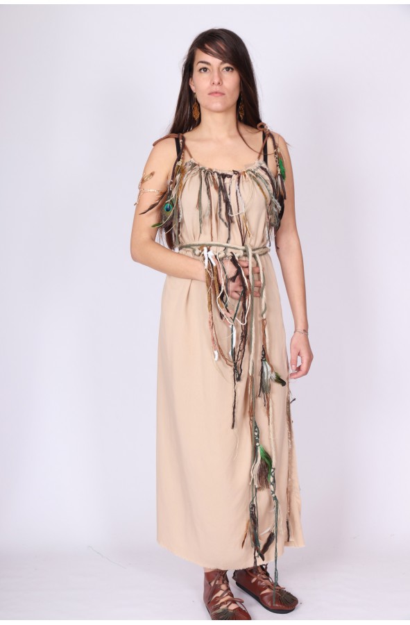Celtic straps dress with feathers