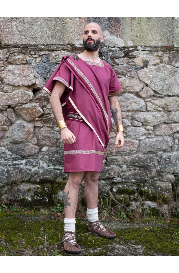 Garnet Roman tunic set with a crossed...
