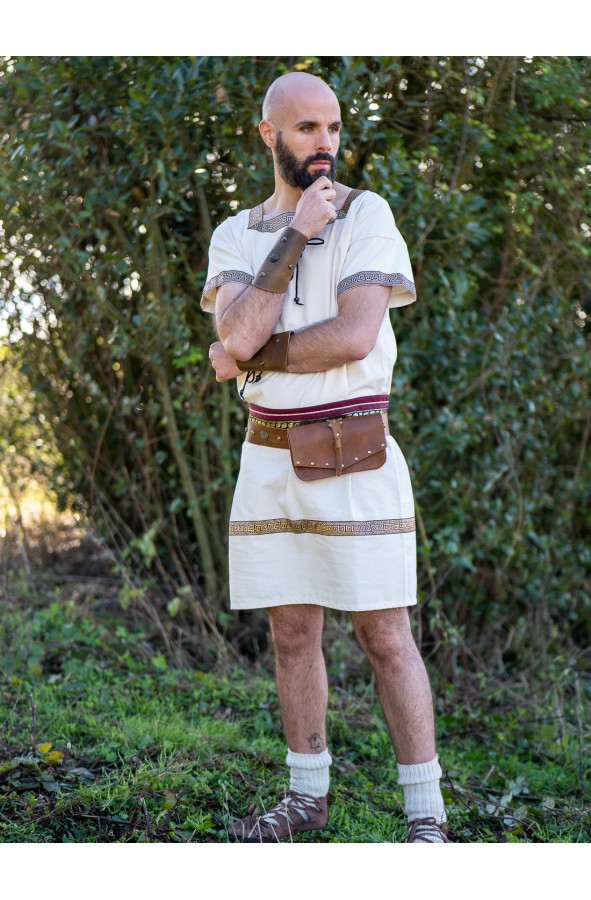 Bolso romano de cuero marrón con...