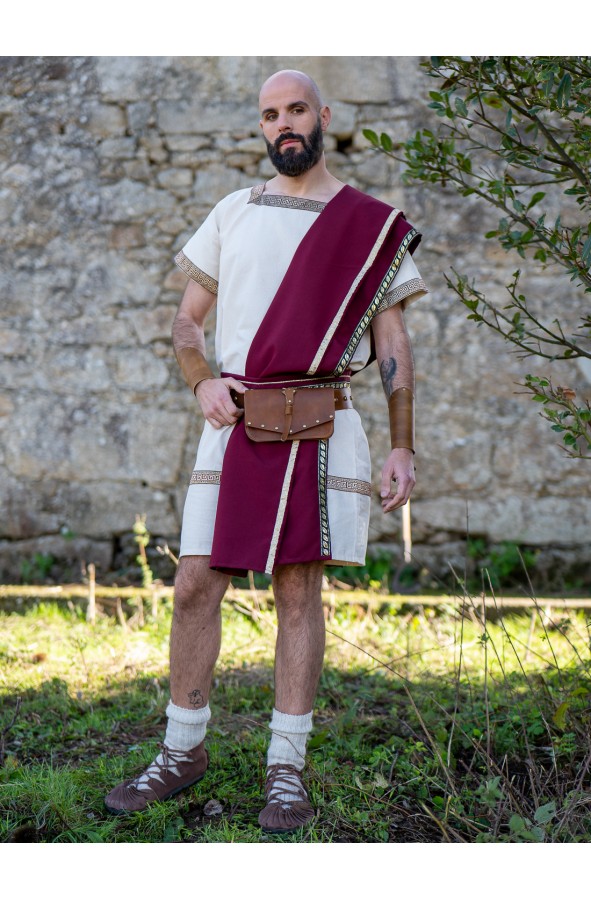 Bolso romano de cuero marrón con...