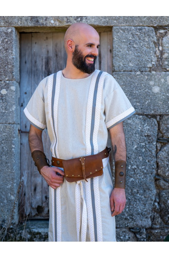 Bolso romano de cuero marrón con...