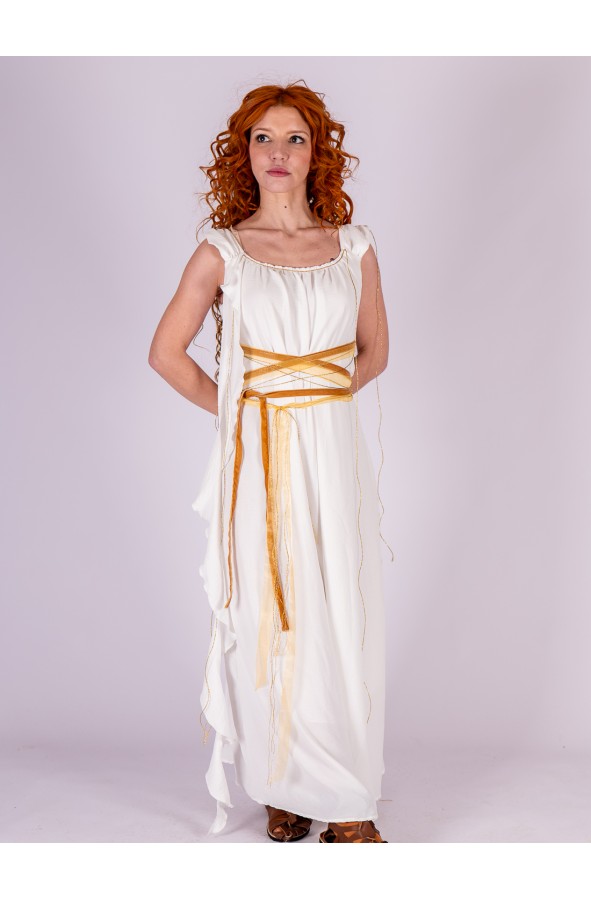 Roman Dress in White with Gold Details