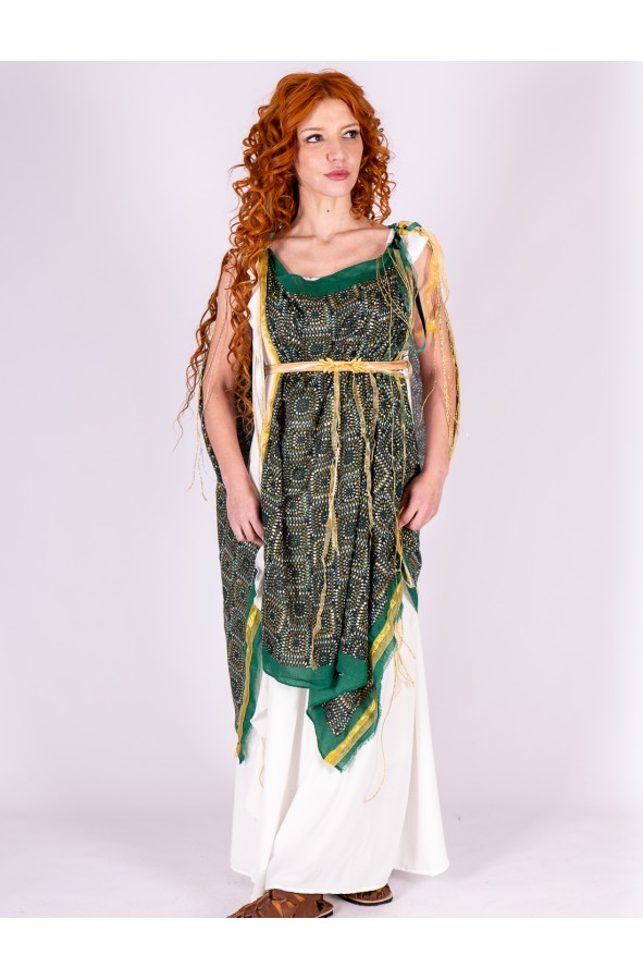Roman Dress with Green Mantle and...