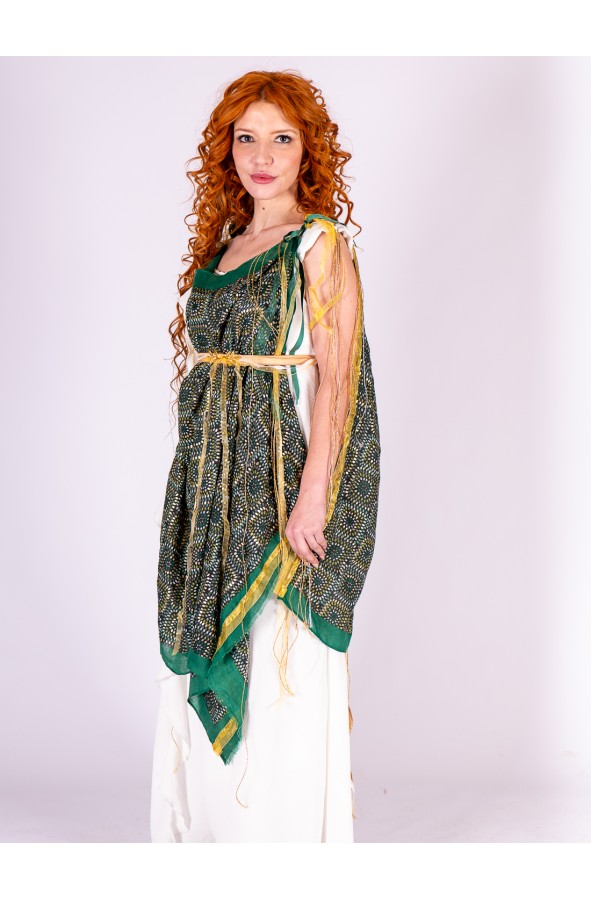 Vestido romano con manto verde y...