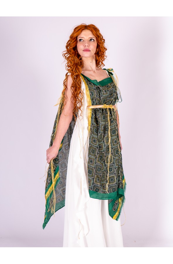 Roman Dress with Green Mantle and...