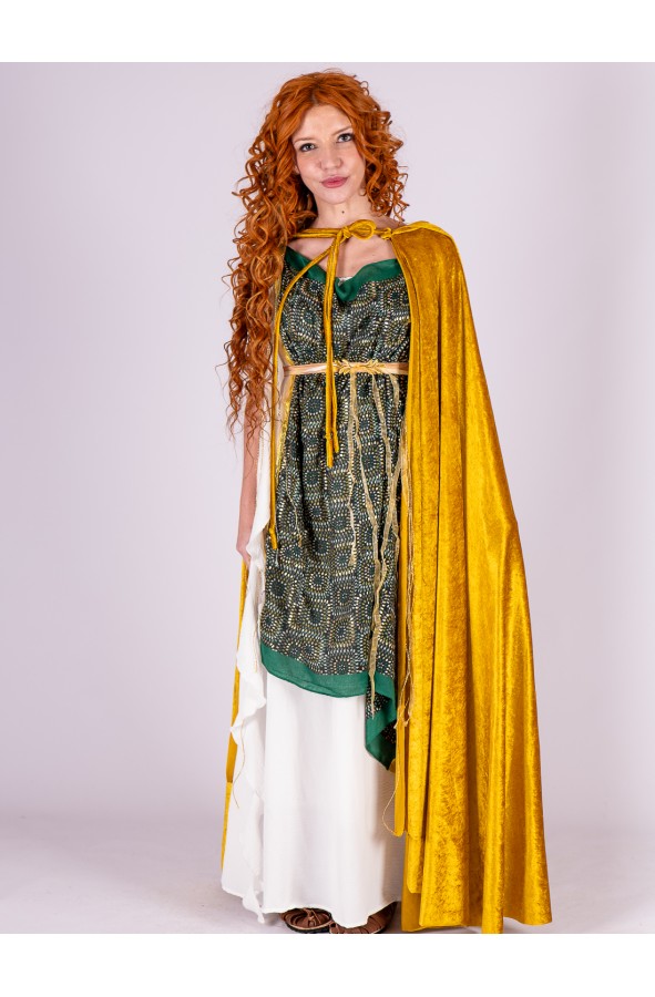 Roman Dress with Green Mantle and...
