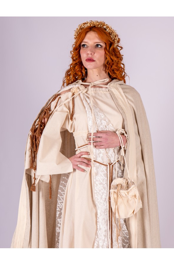 Roman Hooded Cape in Natural Rustic...