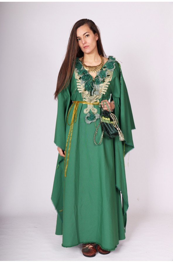 Golden peacock medieval necklace