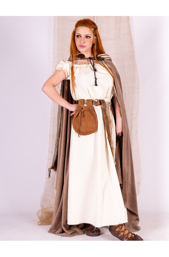 Long Medieval Winter Cloak in Earth...