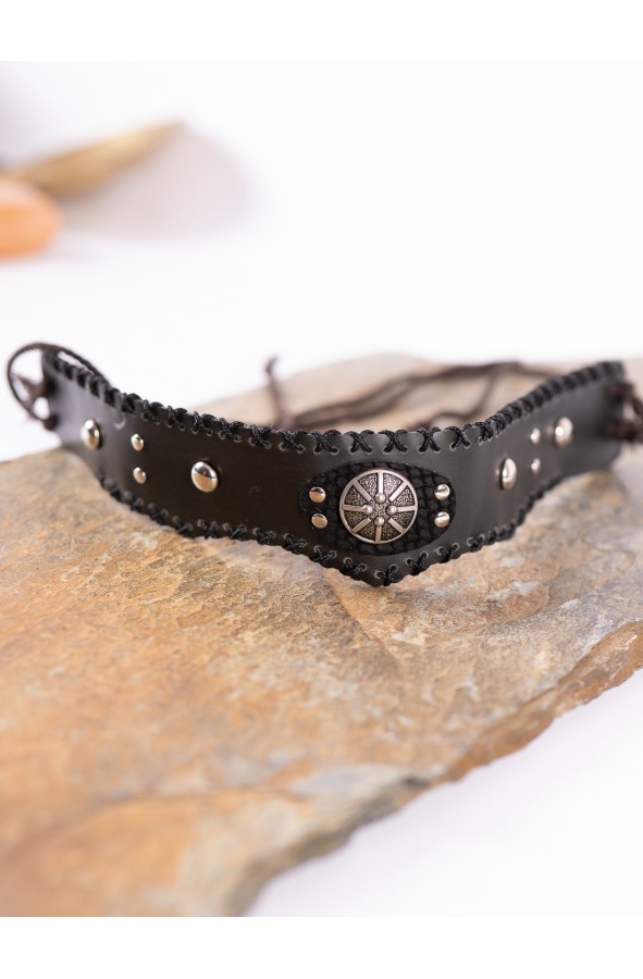 Black Leather Celtic Viking Medieval...