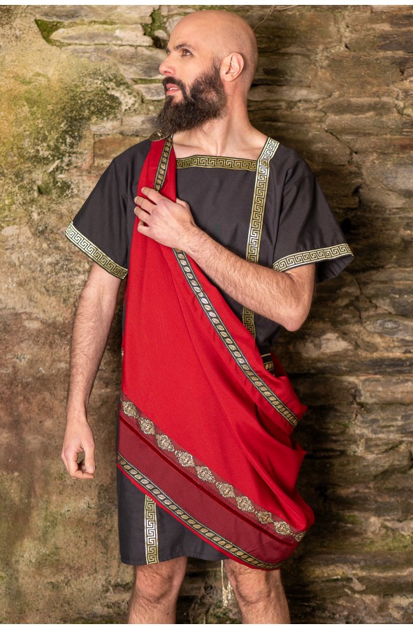 Conjunto romano negro con toga...